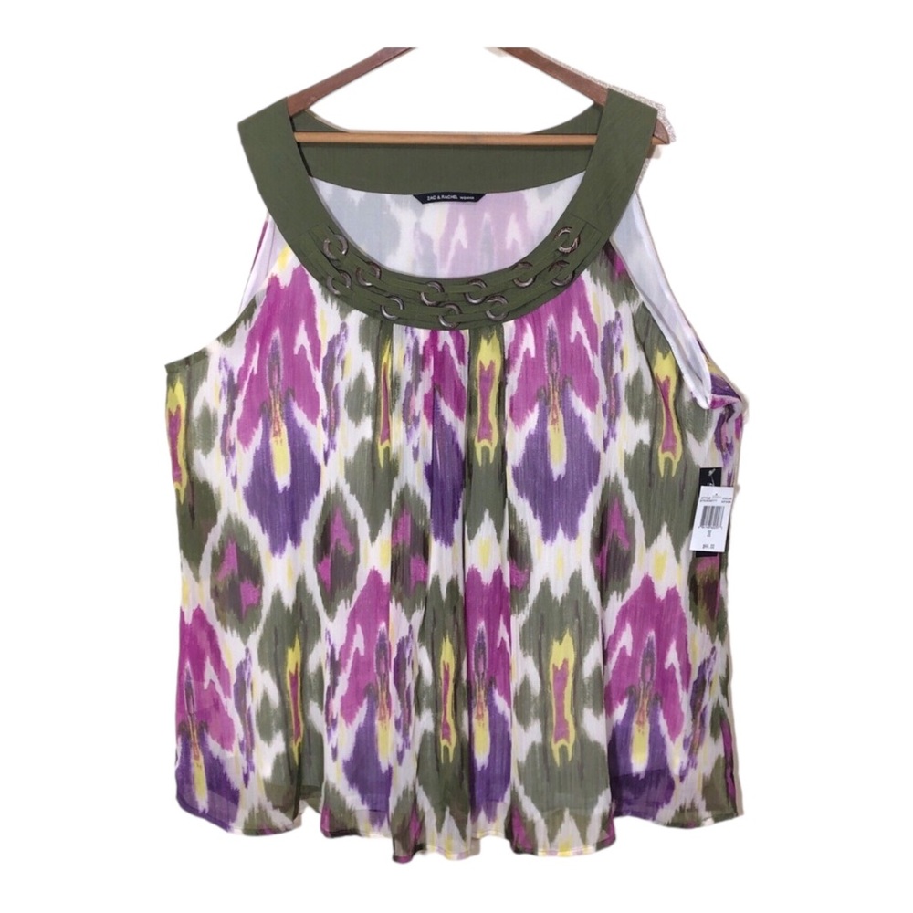 NWT Zac and Rachel Tank Top Womens Plus Size 3X Colorful